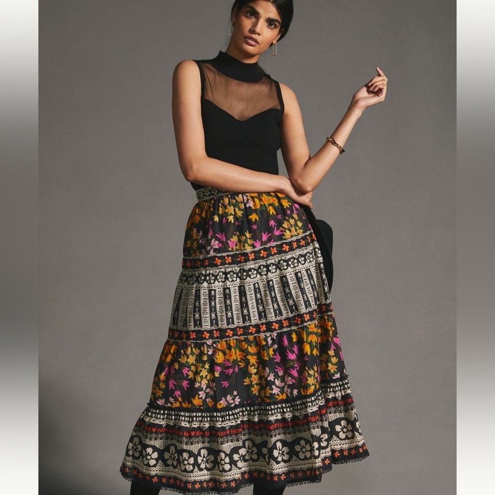 Farm x Anthropologie Tiered Skirt Size Small